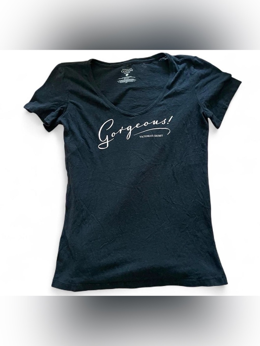 Victoria’s Secret Large Cotton T-Shirt with Pink Glitter Lettering, “Gorgeous!”
